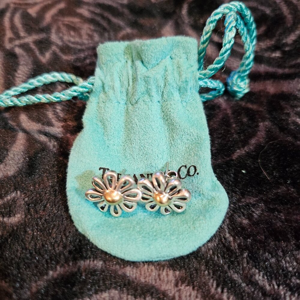 Tiffany & Co. Daisy Flower Silver/Gold Stud Earrings